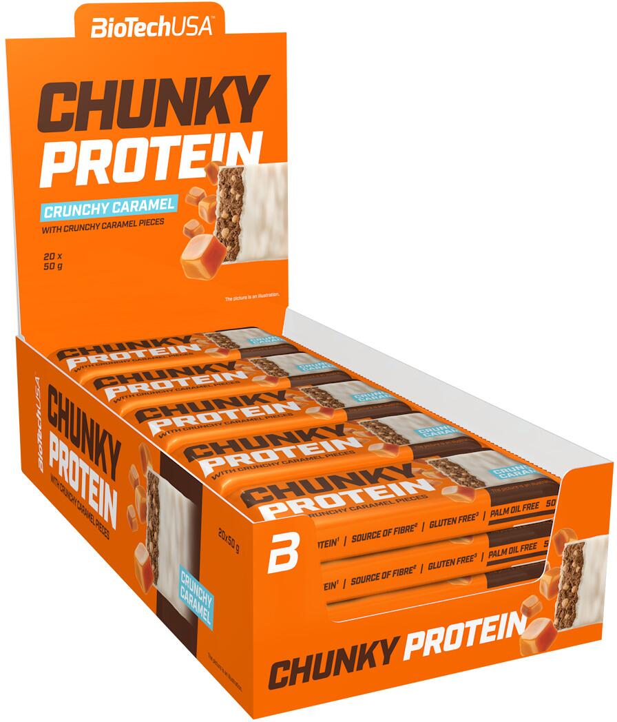 BioTech USA Chunky Protein Bar, 20 x 50 g Riegel, Chrunchy Caramel