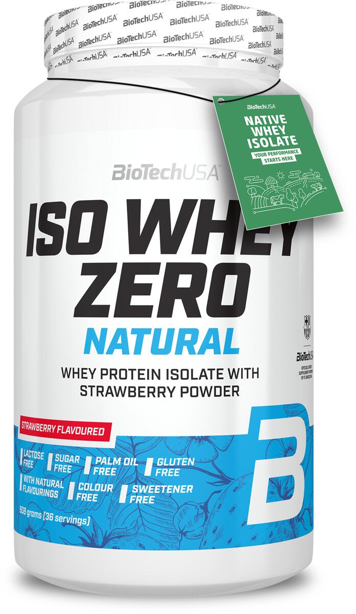 BioTech USA Iso Whey Zero Natural, 908 g Dose, Erdbeere