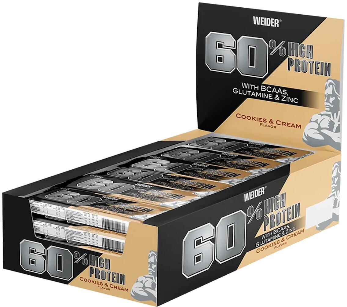 Joe Weider 60% Protein Bar, 24 x 45 g Riegel, Cookies & Cream