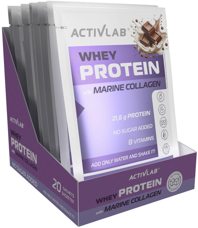 Activlab Whey Protein with Marine Collagen, 20 x 30 g Beutel, Milk Chocolate