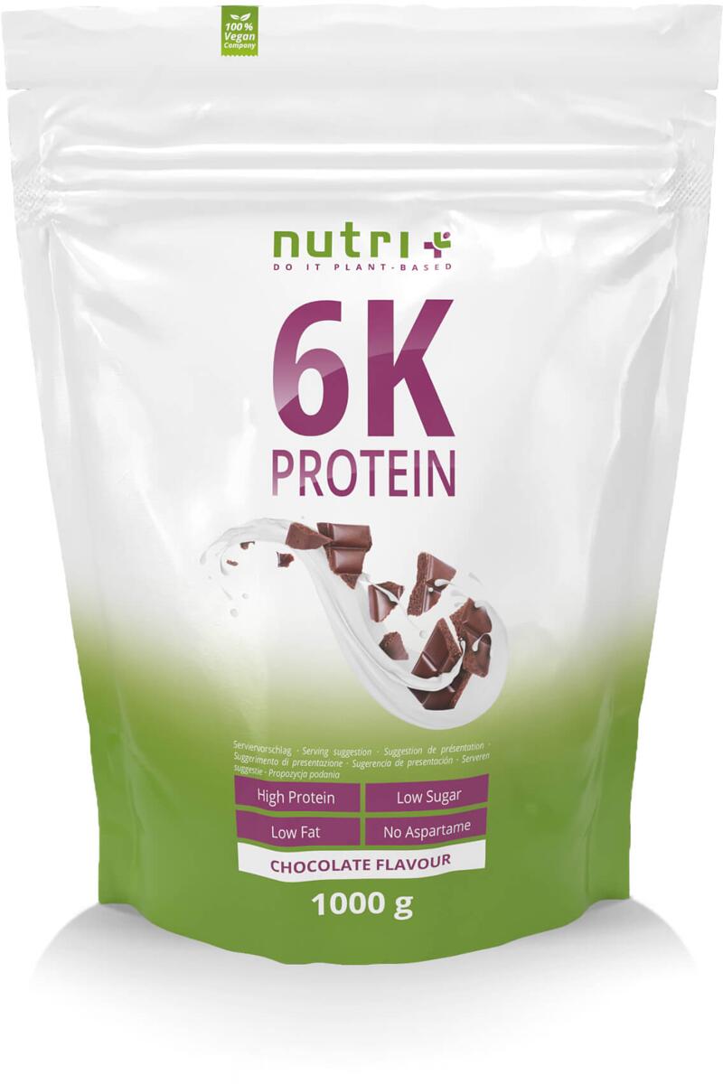 nutri+ veganes 6K Proteinpulver, 1000 g Beutel, Chocolate