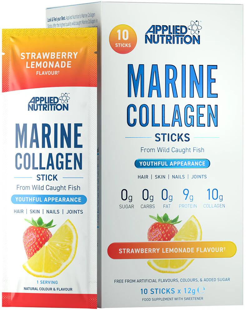 Applied Nutrition Marine Collagen, 10 x 12 g Sticks, Strawberry Lemonade