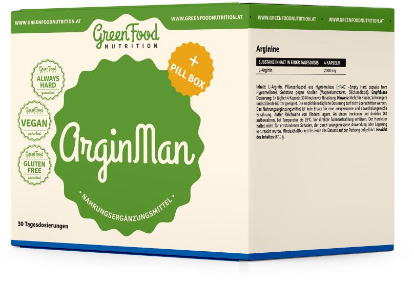 GreenFood Nutrition ArginMan + Pillbox, 120 + 90 Kapseln