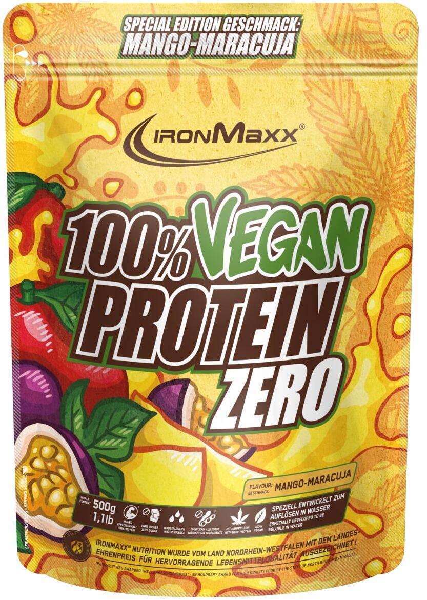 IronMaxx 100 % Vegan Protein Zero, 500 g Beutel, Mango Maracuja