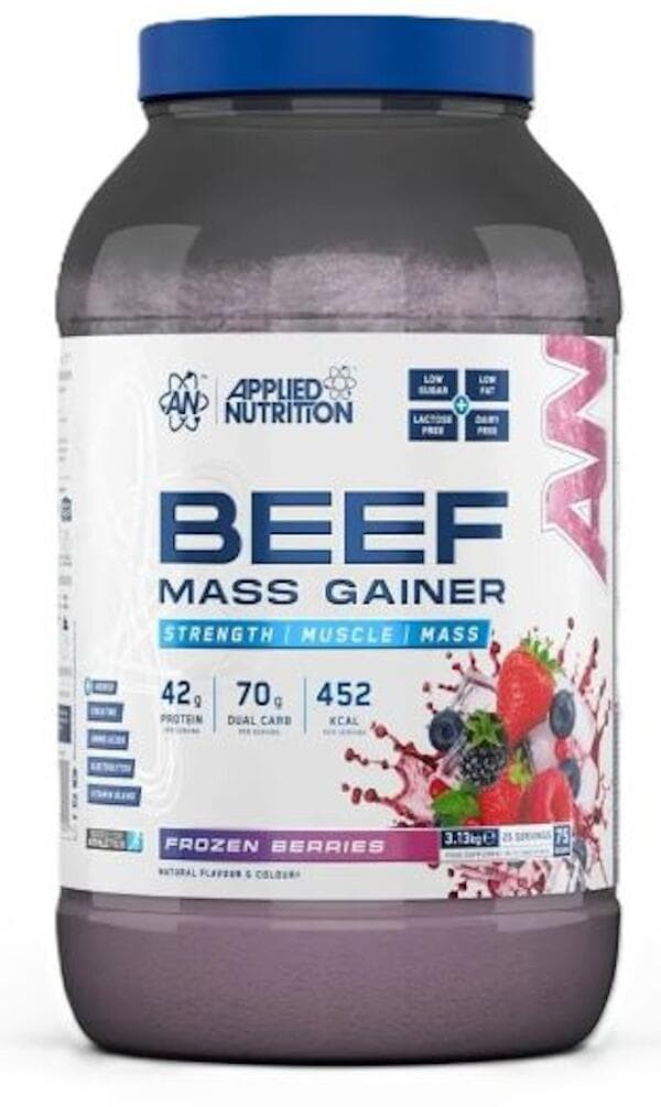 Applied Nutrition Beef Mass Gainer, 3130 g Dose, Frozen Berries