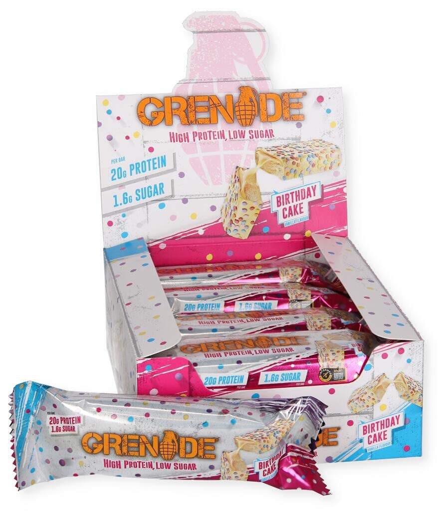 Grenade Protein Bar, 12 x 60 g Riegel, Birthday Cake