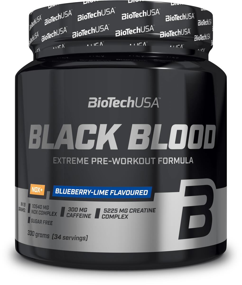 BioTech USA Black Blood NOX+, 330 g Dose, Blueberry-Lime