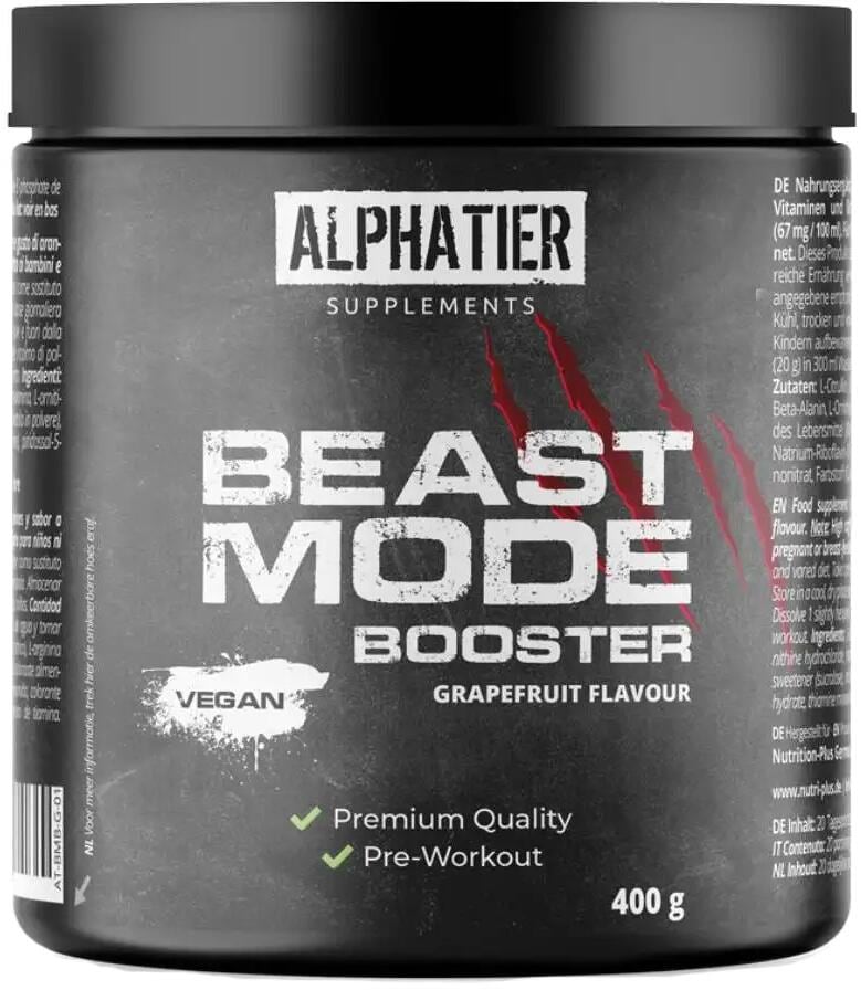 Alphatier Beast Mode Booster, 400 g Dose, Grapefruit