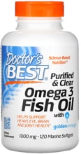 Doctors Best Purified & Clear Omega 3 Fish Oil with Goldenomega - 1000 mg, 120 Softgels