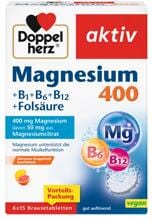 Doppelherz Magnesium 400 + B-Komplex, 6 x 15 Brausetabletten, Zitronen-Grapefruit