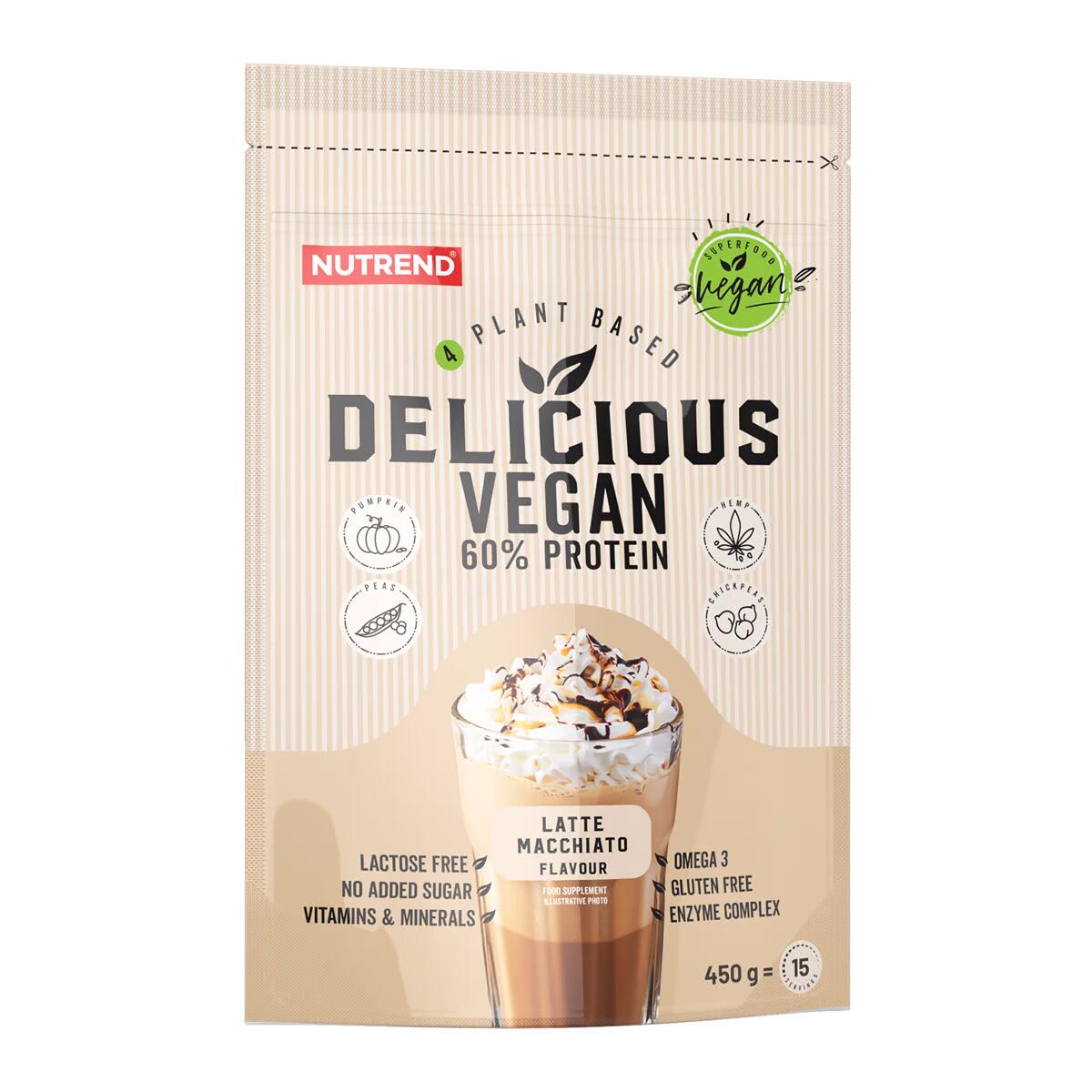 Nutrend Delicious Vegan Protein, 450 g Beutel, Latte Macchiato