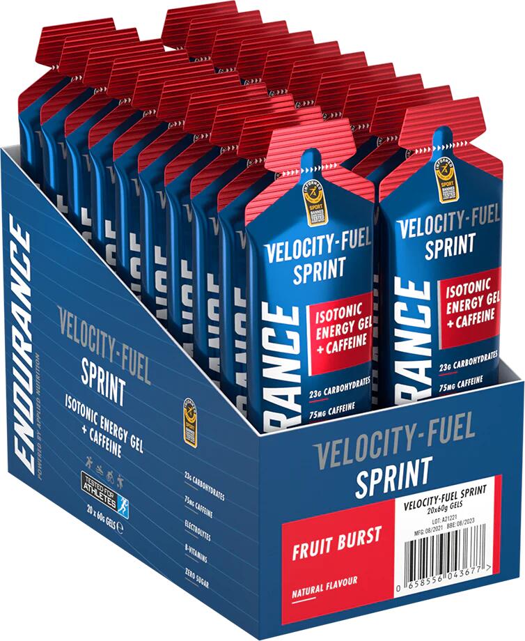 Applied Nutrition Endurance Sprint Isotonic Energy Gel + Caffeine, 20 x 60 g Gels, Fruit Burst