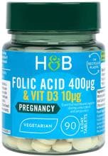 Holland & Barrett Folic Acid - 400 µg & Vit D3 - 10 µg, 90 Tabletten