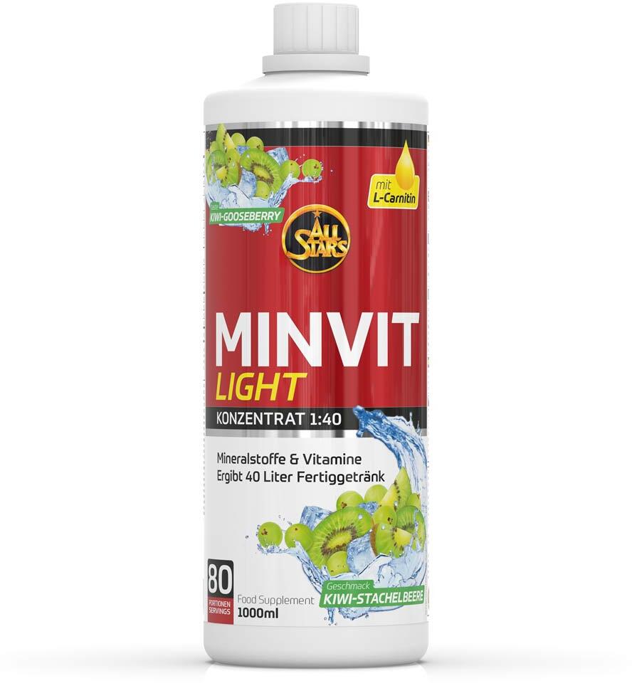 All Stars Minvit Light + L-Carnitin, 1L Flasche, Kiwi-Stachelbeere