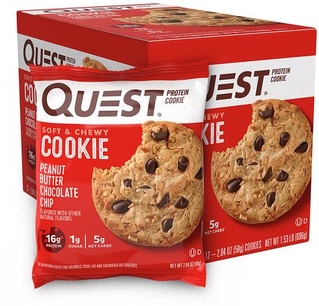 Quest Nutrition Protein Cookies, 12 x 58 g Cookie, Peanut Butter Chocolate Chip